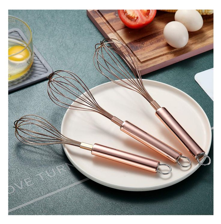 rose gold whisk,kyraton stainless steel whisk 8 , 10 , 12 3 pieces,titanium plated rose gold whisk，suitable for the kitchen,used for cooking,stirring and beating (3 packs)